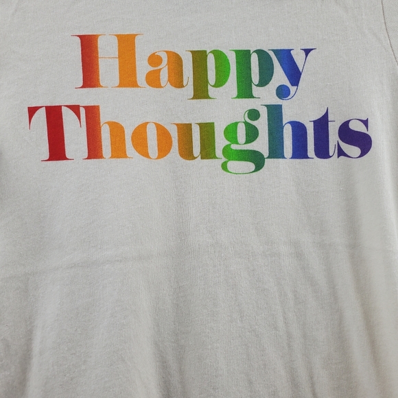 Chaser Happy Thought Rainbow Baby Tee Cotton Shirt Graphic White NEW - Picture 3 of 8